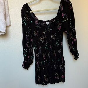 Blue Life Black Floral Top